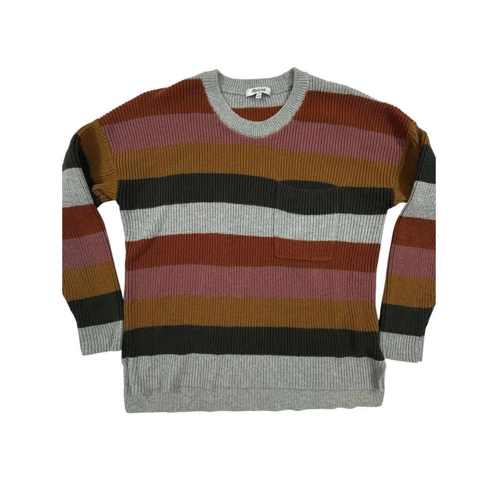 Madewell Thompson Patch Pocket Pullover Sweater in Walton Stripe L